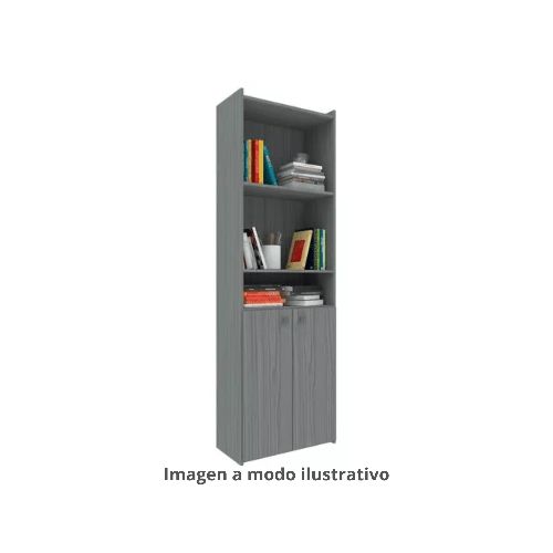 Biblioteca Orlandi 2 Puertas Bajas 4 Estantes 61X190X31Cm Linosa 1424 - Yuhmak