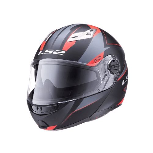 Casco Ls2 370 Stripe Matt Black Red Rebatible - Yuhmak