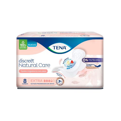 Toallas Femeninas Tena Discreet Natural Care Con Alas x 8 un - Belleza, cuidado personal, dermocosmética y farmacia - Farmacity 