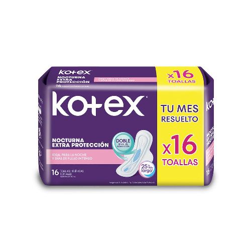 Toallas femeninas Kotex Nocturnas x 16 Un | Farmacity - Belleza, cuidado personal, dermocosmética y farmacia - Farmacity 