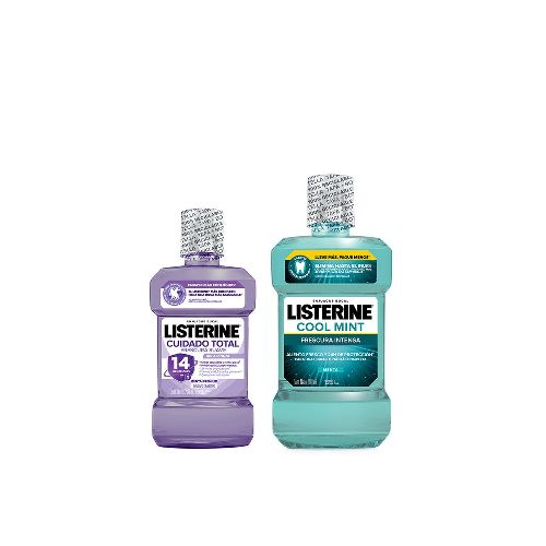 Combo Listerine Enjuague Bucal Cuidado Total Frescura Suave Sin Alcohol x 250 ml + Enjuague Bucal Cool Mint Frescura Intensa x 500 ml | Farmacity - Belleza, cuidado personal, dermocosmética y farmacia - Farmacity 