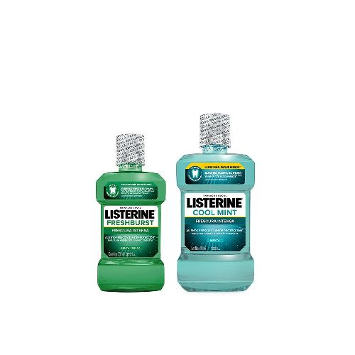 Combo Listerine Enjuague Bucal Freshburst Frescura Intensa x 250 ml + Enjuague Bucal Cool Mint Frescura Intensa x 500 ml | Farmacity - Belleza, cuidado personal, dermocosmética y farmacia - Farmacity 