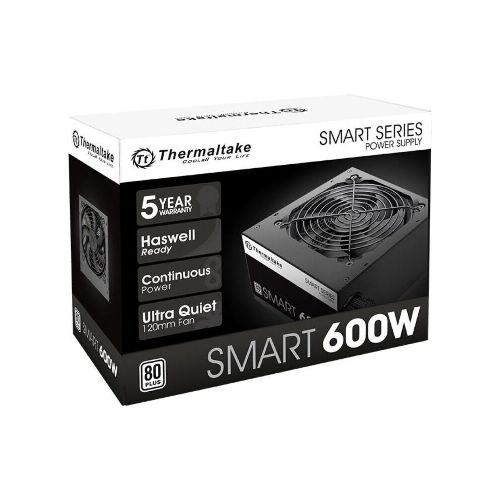 Fuente Gamer Thermaltake Smart 600W Ag80 Plus White - ThunderBolt