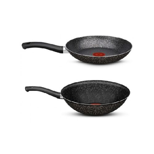 Set Sartén 24cm + Wok 28cm Stone Effect Tefal Antiadherente - Club Supervielle