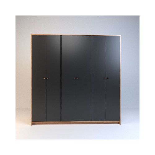 Placard De Abrir 1,8m 6 Puertas 4 Cajones Olmo F. Negro M. Tables | Rivera Hogar