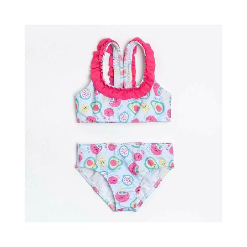 Bikini Frutal Celeste 2 a 8 años  