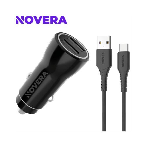 CARGADOR PARA AUTO NOVERA + CABLE TIPO-C - NEGRO