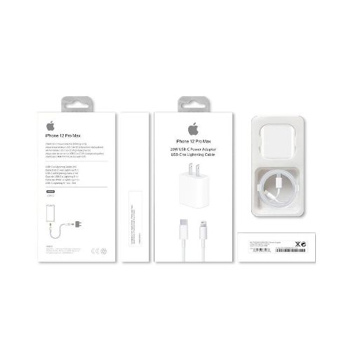 CARGADOR IPHONE 12 PRO MAX 20W + CABLE USB TIPO C