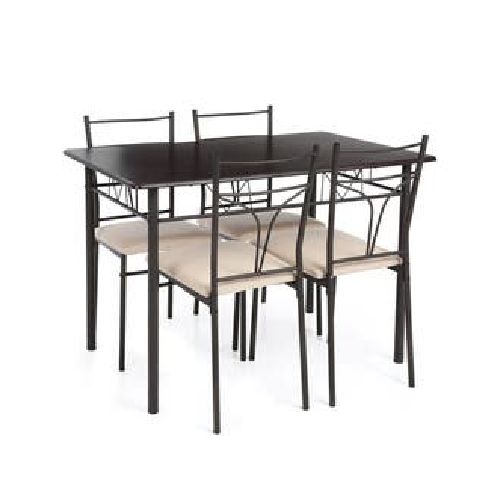 Juego De Comedor 4 Sillas Cafe Y Beige Home Club