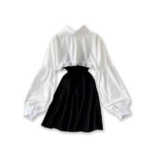 Vestidocon tiras y Blusa Mlarga t Ep Negro y Blanco Miss Mari Talla: m Color: Negro y Blanco