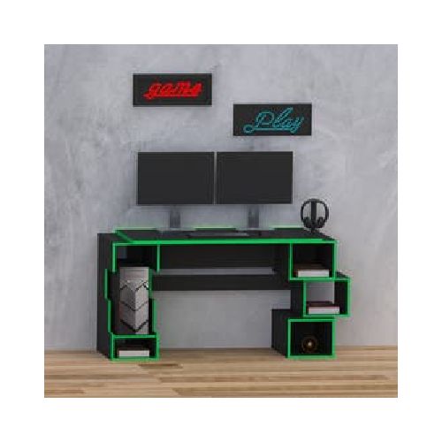 Escritorio Gamercon luz Led Mebel Verde