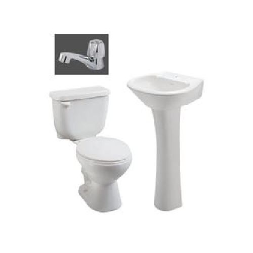 Combo Inodoro Lavamanoscon pedestal Y Llave Blanco Edesa Sh