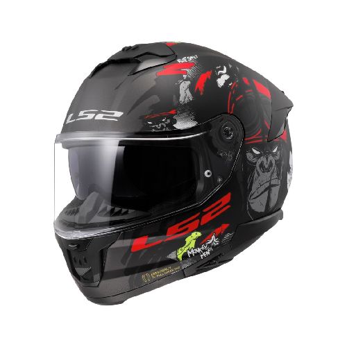 Casco para moto LS2 FF808 STREAM II ANGRY MONKEY M.BLACK RED