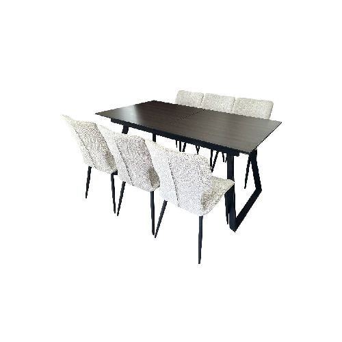 Juego de Comedor Mercader593 Extensible P66524 | 6 Sillas  Color Negro  