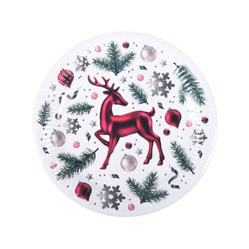 Plato Navidad Desechable ES24663 P8755 | 9" 10 Piezas  