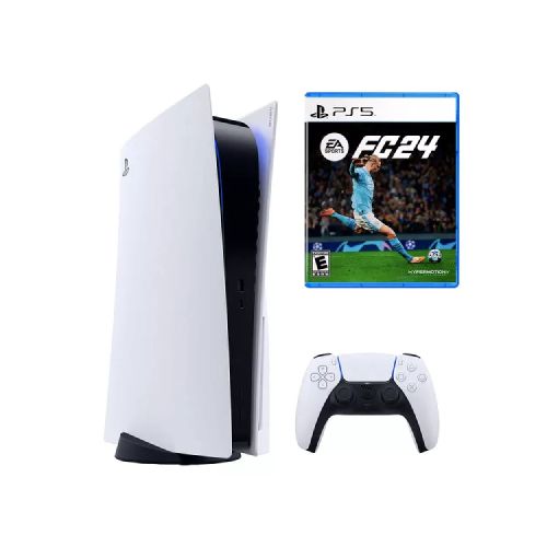 Consola Sony PS5 Slim 1TB Edición Disco + Juego FC24 + Mando Inalámbrico P8920 | Incluye Cable Hdmi Blanco - CRECOS