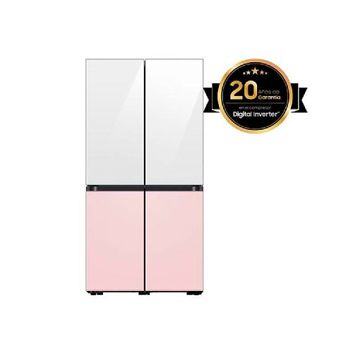 Refrigeradora Bespoke Samsung RRF60A91R18C/ED| 23' 496 Litros 4 Puertas Color Clean Pink con white  