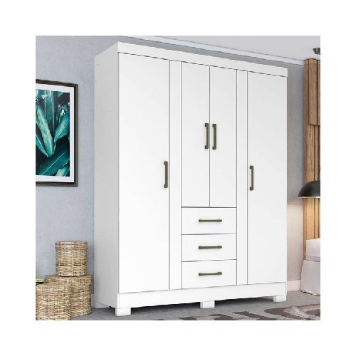 Ropero Mebel Cosmos P88572 | 4 Puertas 3 Cajones Color Blanco - CRECOS