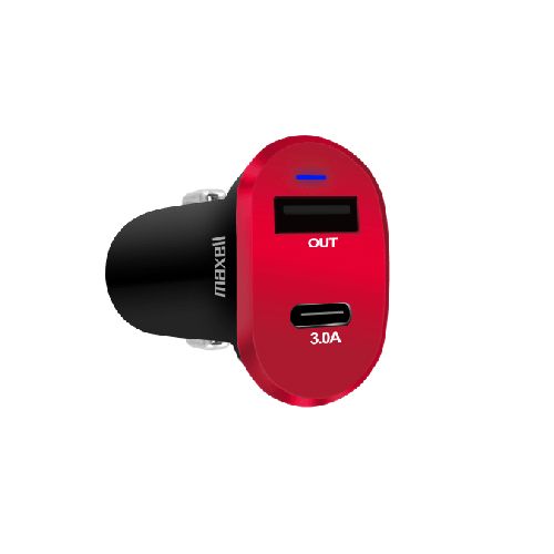 Cargador para Auto Maxell DUSB-C2 P8917 | Salida USB Color Negro con Rojo - CRECOS