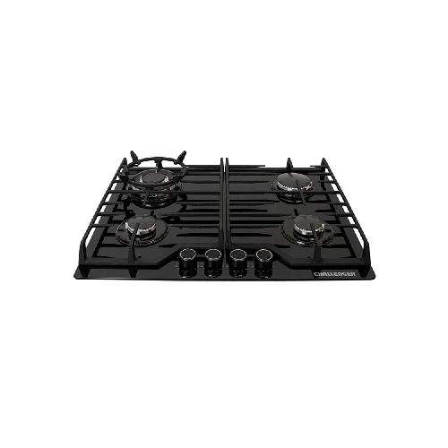 Encimera a Gas Challenger SQ6767 P8890 | 4 Quemadores Hornilla Triple Cristal Templado Color Negro  