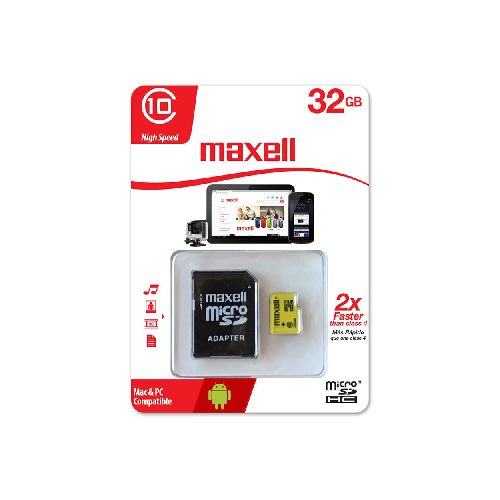 Tarjeta de Memoria Micro SD Maxell CL10 P8917 | 32GB Incluye Adaptador 346306 Color - CRECOS