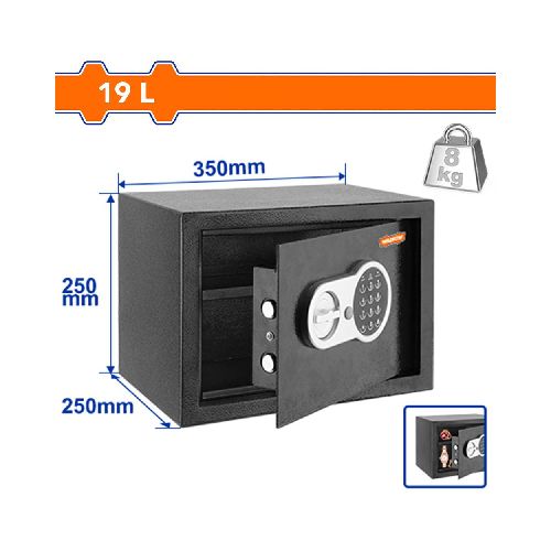 Caja Fuerte Digital Wadfow P8930 | 2 Llaves Mecánicas 19L Color Negro - CRECOS