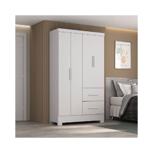 Ropero Mebel Primordial Max P88572 | 4 Puertas 2 Cajones Color Blanco - CRECOS