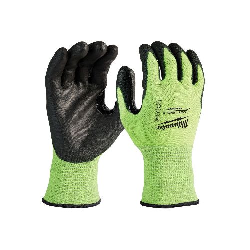 Guantes de Poliuretano Nivel de Corte 3 Milwaukee P8753 | Talla XL Color Verde  con Negro  