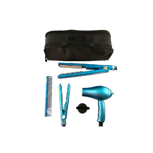 Secadora de Cabello Babylisspro BNTPP45SR P8816 | Incluye Plancha de Cabello + Mini Plancha de Cabello + Peine + Estuche Color Azul  