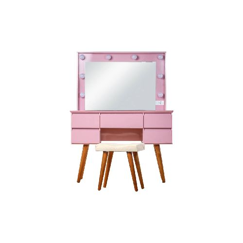 Tocador Camarim Strass  P8928 | Con Banqueta Color Rosado Pastel - CRECOS