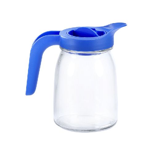 Jarra de vidrio Flexy 1000 ml con tapa azul  Borgonovo