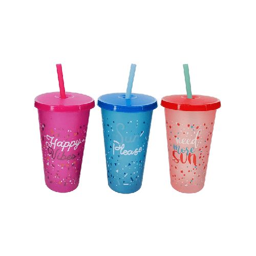 Vaso con sorbete 600 ml  Pycca Home