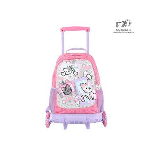 Mochila Con Ruedas Infantil Para Niña Blanda Totto 31.96 Lt. Selfie Cat - Estampado Ruedas Infantil Selfie Cat L|RadioShark Ecuador