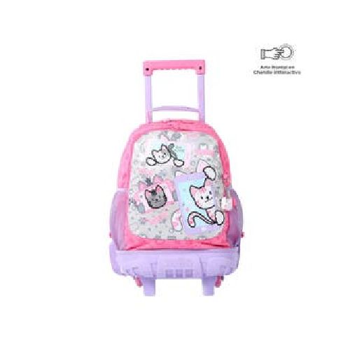 Mochila Con Ruedas Infantil Para Niña Blanda Totto  Ruedas Infantil Selfie Cat M 20.63 Lt. Selfie Cat - Estampado|RadioShark Ecuador