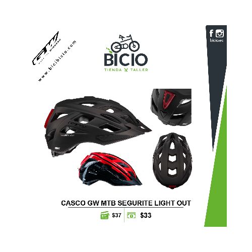 Casco GW MTB Segurite light out - Bicio tienda - taller de bicicletas