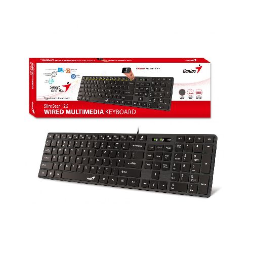 TECLADO GENIUS SLIMSTAR 126 MULTIMEDIA ULTRADELGADO USB - SYSTEMarket