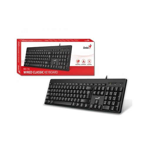 TECLADO GENIUS KB-116 USB BLACK SP - SYSTEMarket