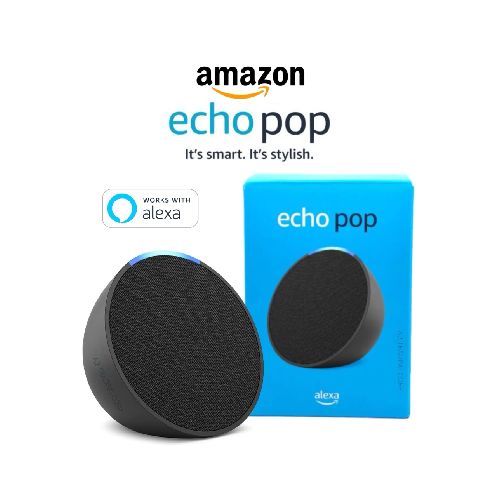 PARLANTE AMAZON ECHO POP B09WNK39JN COMPACTO ALEXA, WIFI, 5 BLUETOOTH, BLACK (6M) - SYSTEMarket