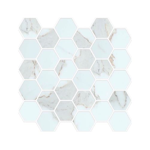 Mosaico Hexagono Carrara de porcelanato brillante 27x27 para pisos y paredes C/U. - Kywi  MegaKywi – Ferretería – Hogar – Construcción