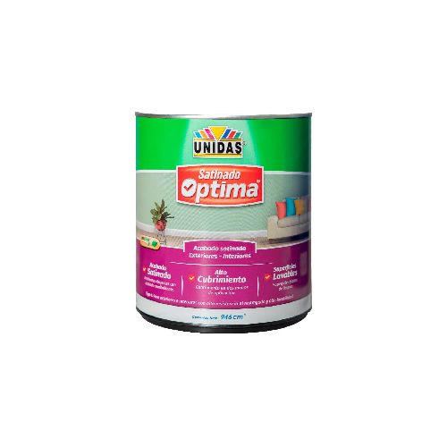 Pintura látex OPTIMA SATINADO Blanco 1 lt - Kywi  MegaKywi – Ferretería – Hogar – Construcción