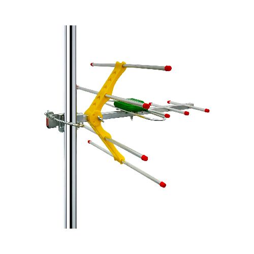 Antena exterior para TV de estructura de aluminio con brazos que mejoran la recepción de señal de imagen y sonido  