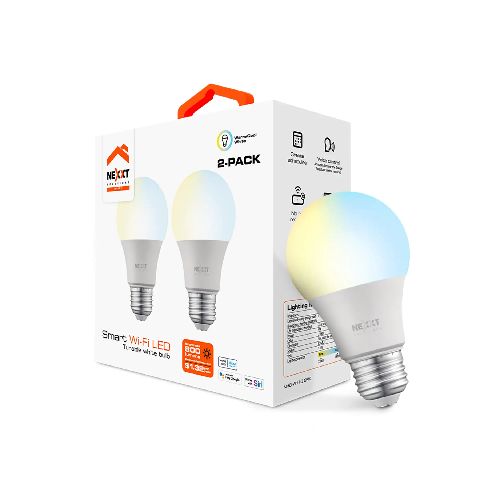 Foco LED SMART con base E27, luz blanca + luz cálida y conexión WiFi mediante app. Consumo 9W a 800 lúmens; pack x 2 - Kywi  MegaKywi – Ferretería – Hogar – Construcción