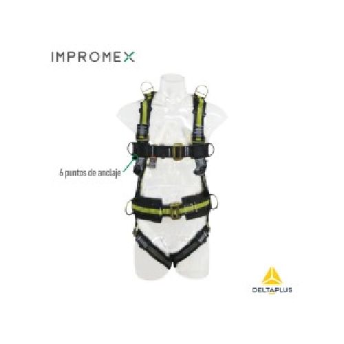 Impromex | Arnés Cuerpo Completo | 6 Puntos de anclaje | Delta Plus | Eslingar | WXEHAA26