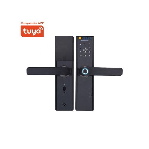 Cerradura inteligente con  llave, código, huella dactilar y compatible con APP Móvil TUYA OS210TYF DIEL  