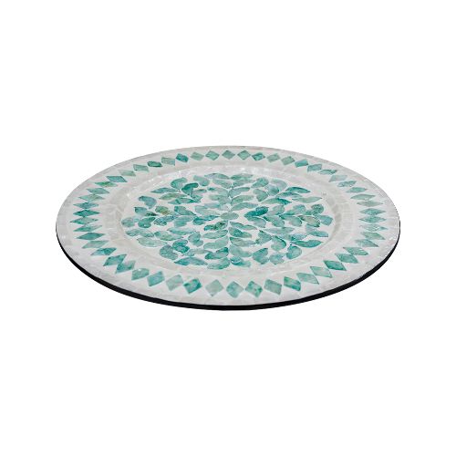 Porta Plato Vinh Nacar 33cm Blanco Verde