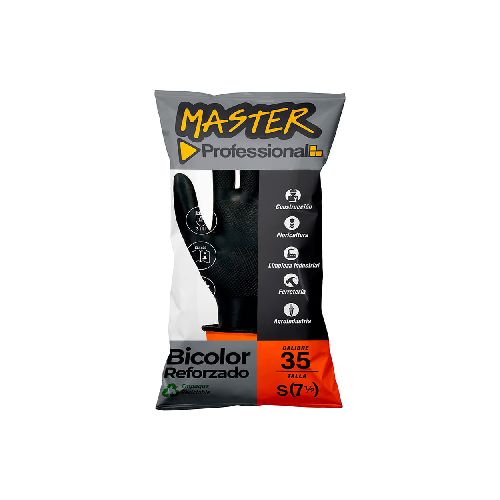 Guantes Bicolor Reforzado C35, Negro/Naranja, Talla 7 1/2 de MASTER - Tu Aliado en Construcción y Más | ¡Consíguela en Promart.ec! en Promart