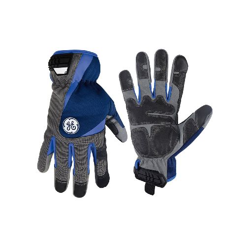 Guantes Profesionales para Mecánica con Velcro Gris/Azul L | Cuero PU | General Electric: Rendimiento y estilo en Promart