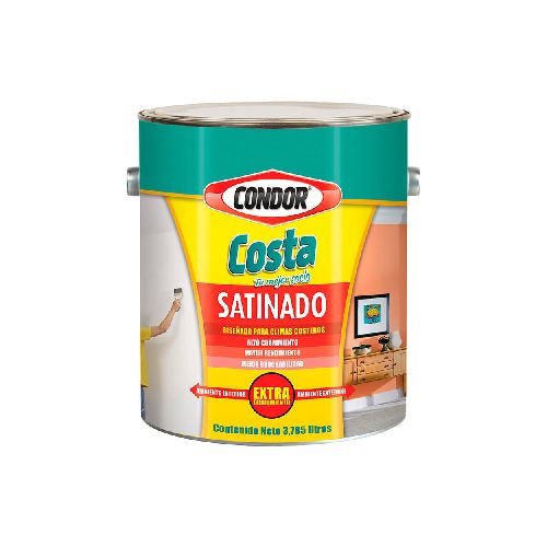 Pintura Látex Satinado Blanco 1GL Costa | Condor: Elegancia y Sofisticación para tus Espacios en Promart