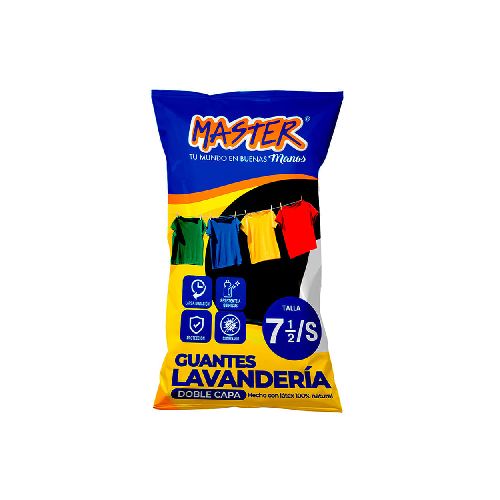 Guantes Master para Lavandería - Doble Capa, Negro/Amarillo, Talla 7 1/2 en Promart