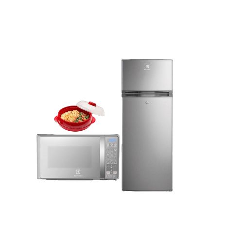 Combo: Refrigerador Frost 205L Silver ERTY20G2HVG + Horno Microondas 20L Plata EMDO20S3GSEUG - Electrolux Ecuador